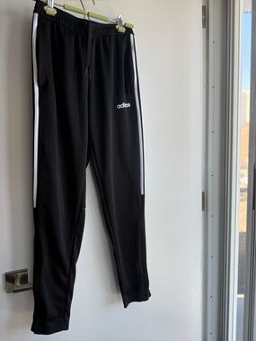 adidas Black Joggers with White Side Stripes